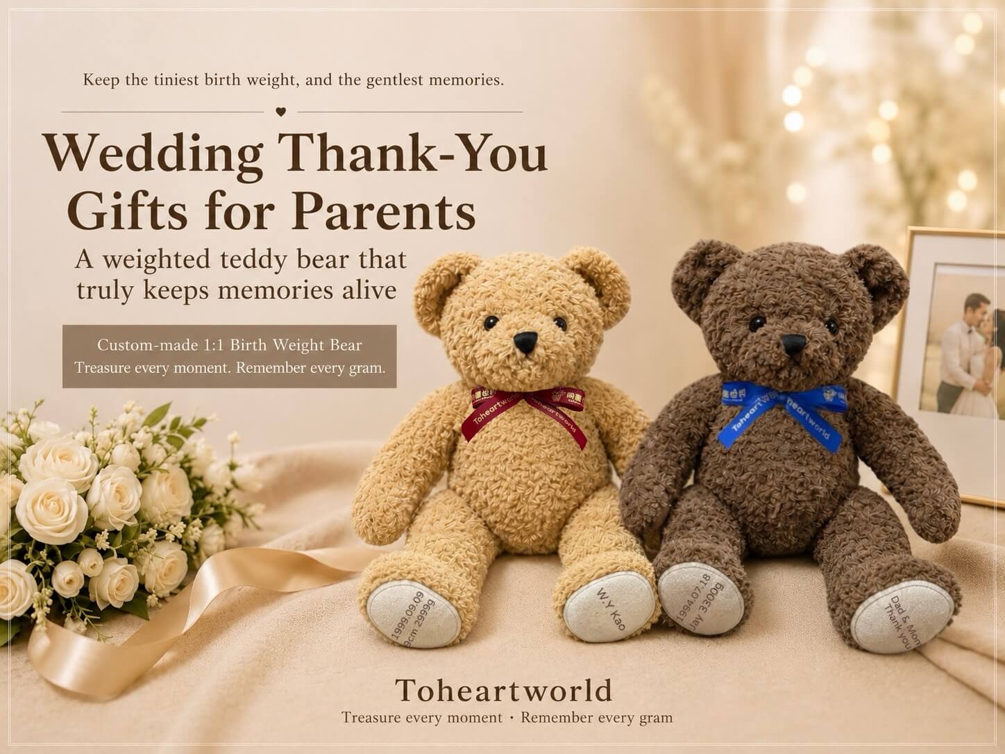 Wedding gratitude gift birth weight bear pair