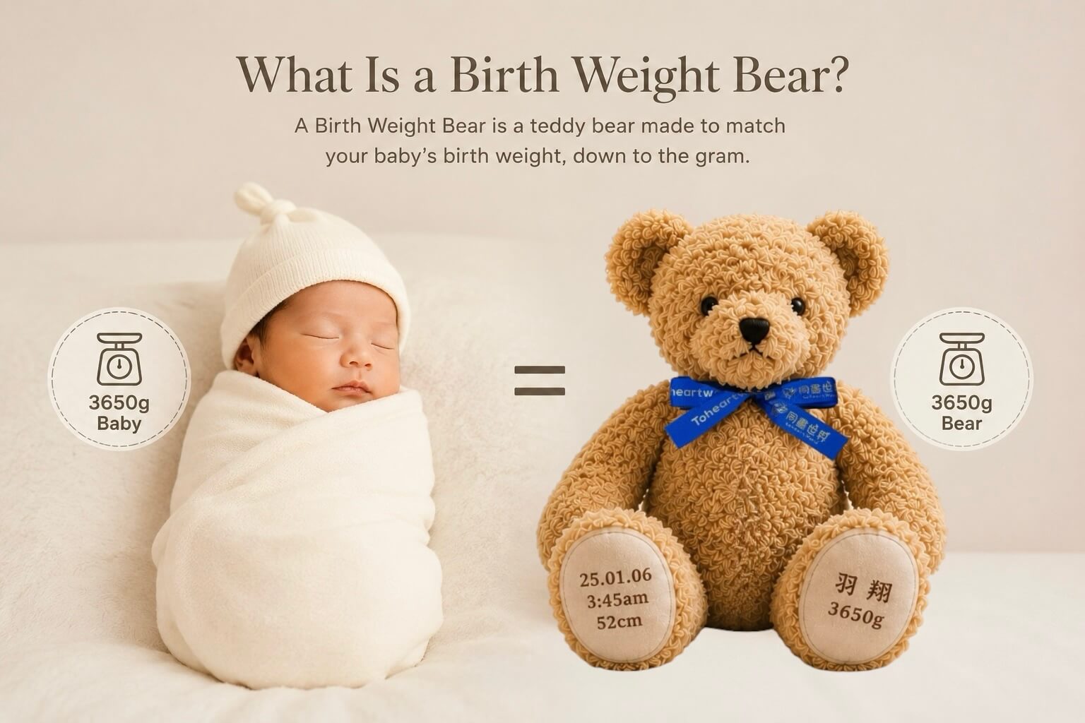 Birth Weight Bears: A Beautiful Way to Remember Your Baby’s First Day 1 Newborn keepsake Birth Weight Bear matching a baby's birth weight