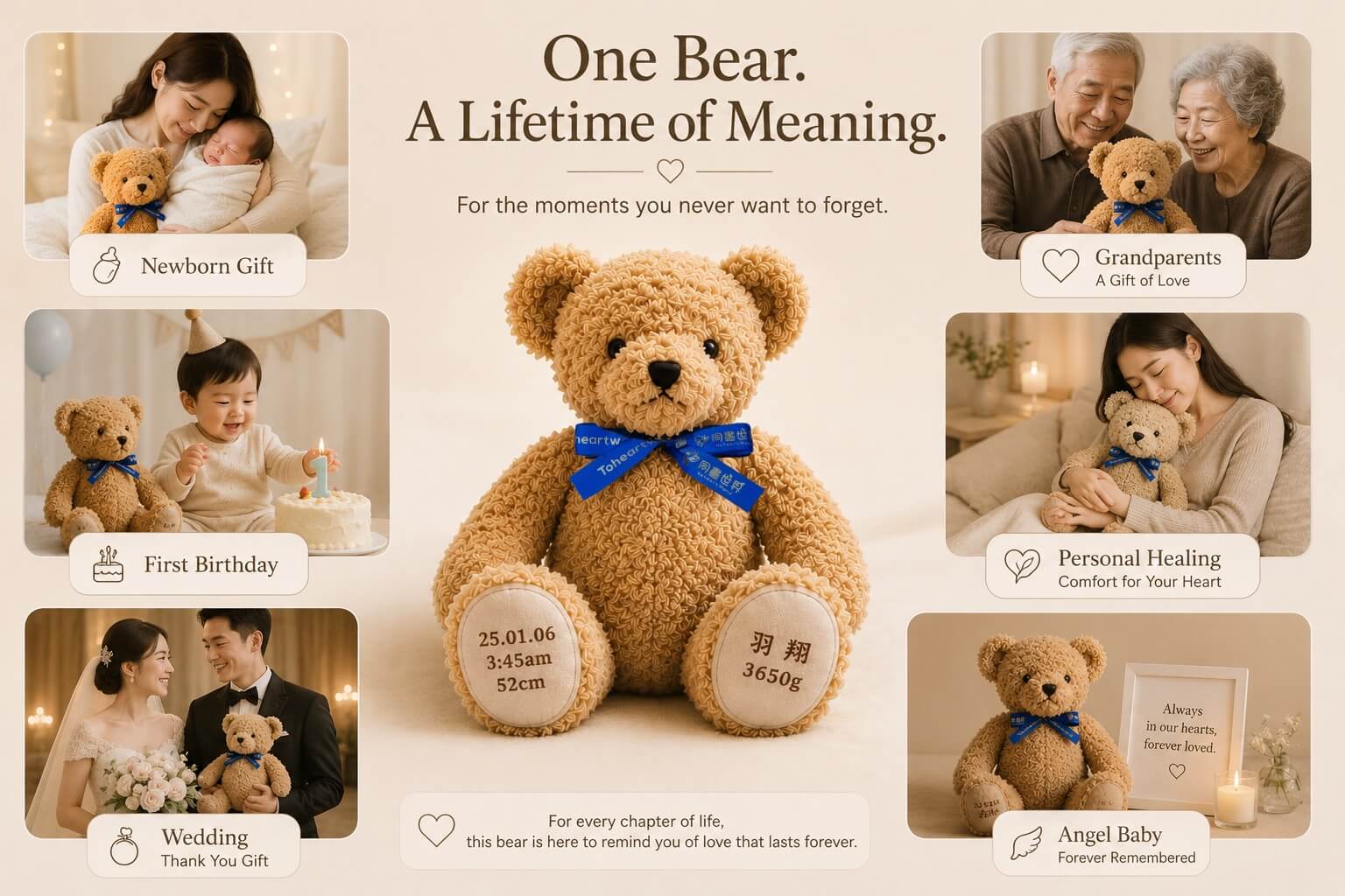 Love Has Weight: Why Families Treasure Birth Weight Bears 3 Birth Weight Bear by Toheartworld displayed as a meaningful keepsake gift for newborns, first birthdays, weddings, grandparents and special family moments.