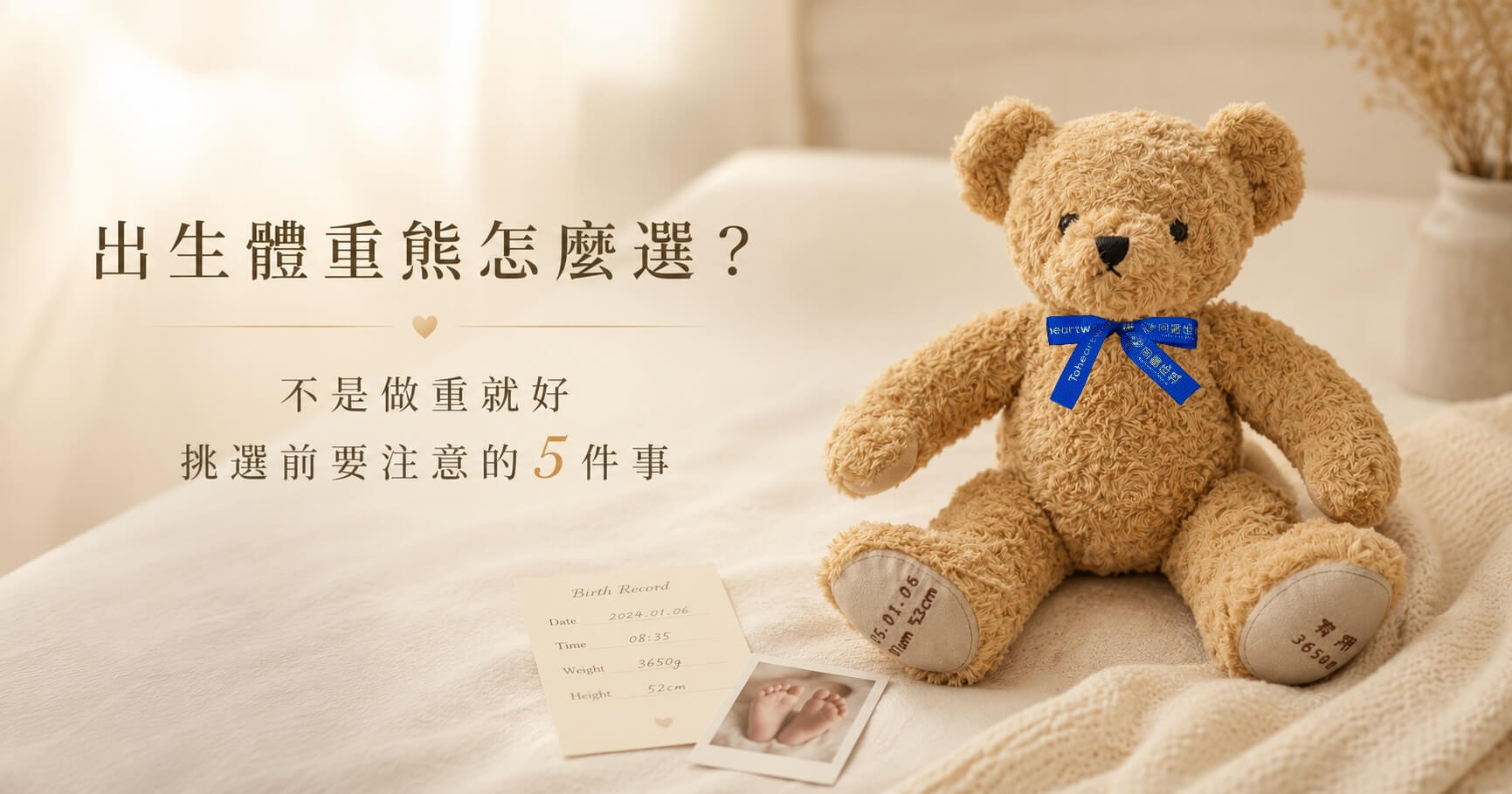 出生體重熊怎麼選，挑選體重熊前要注意重量分布、刺繡資訊與長期保存